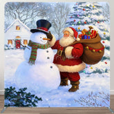 Aperturee - Aperturee Watercolor Snowman Santa Xmas Pillow Case Backdrop
